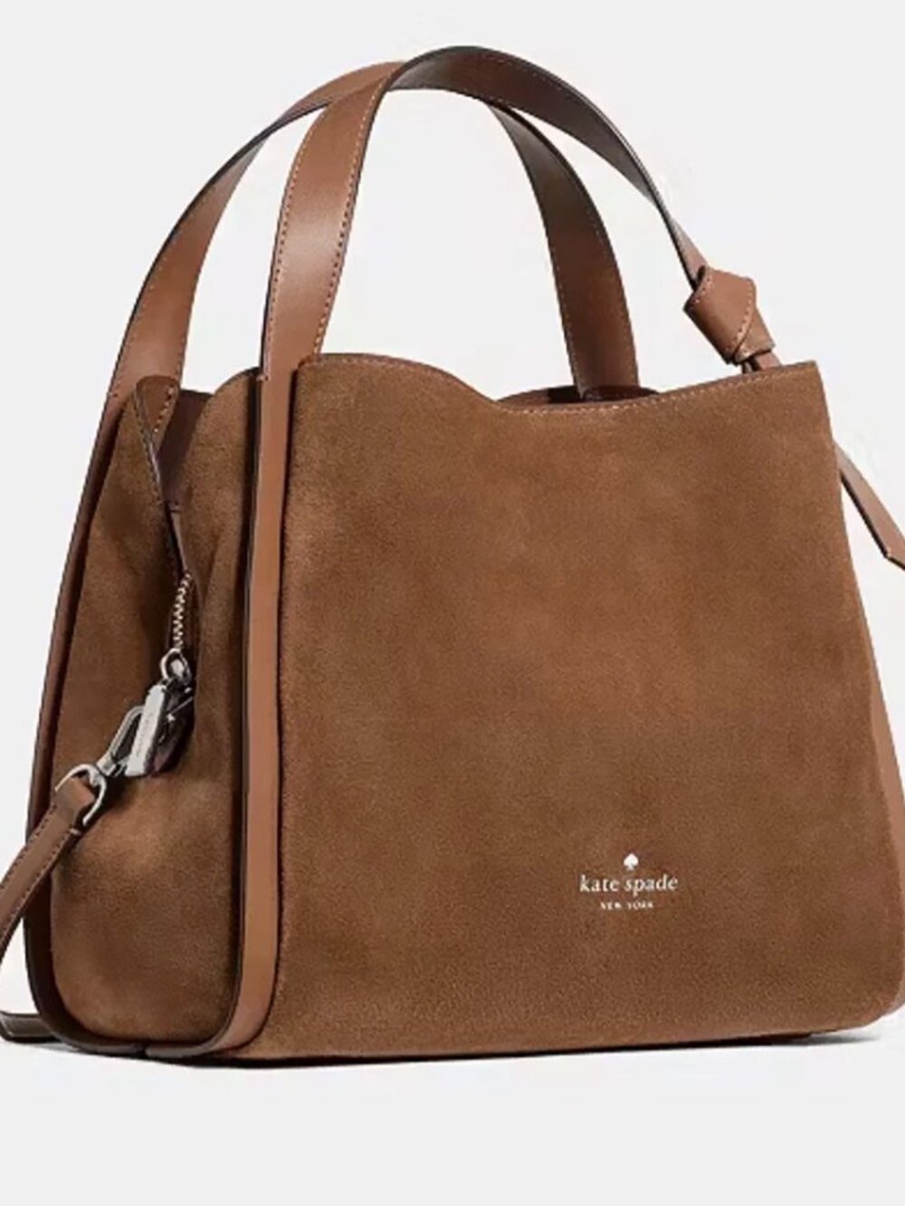 Kate Spade Knott Suede Carryall Crossbody Bag KN308 Warm Gingerbread NWT